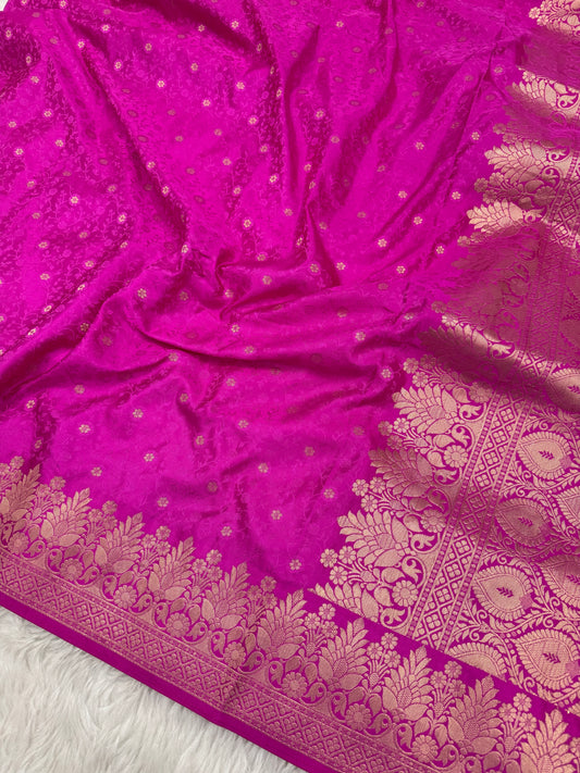 Rani Pink Banarasi Mashru Silk Saree