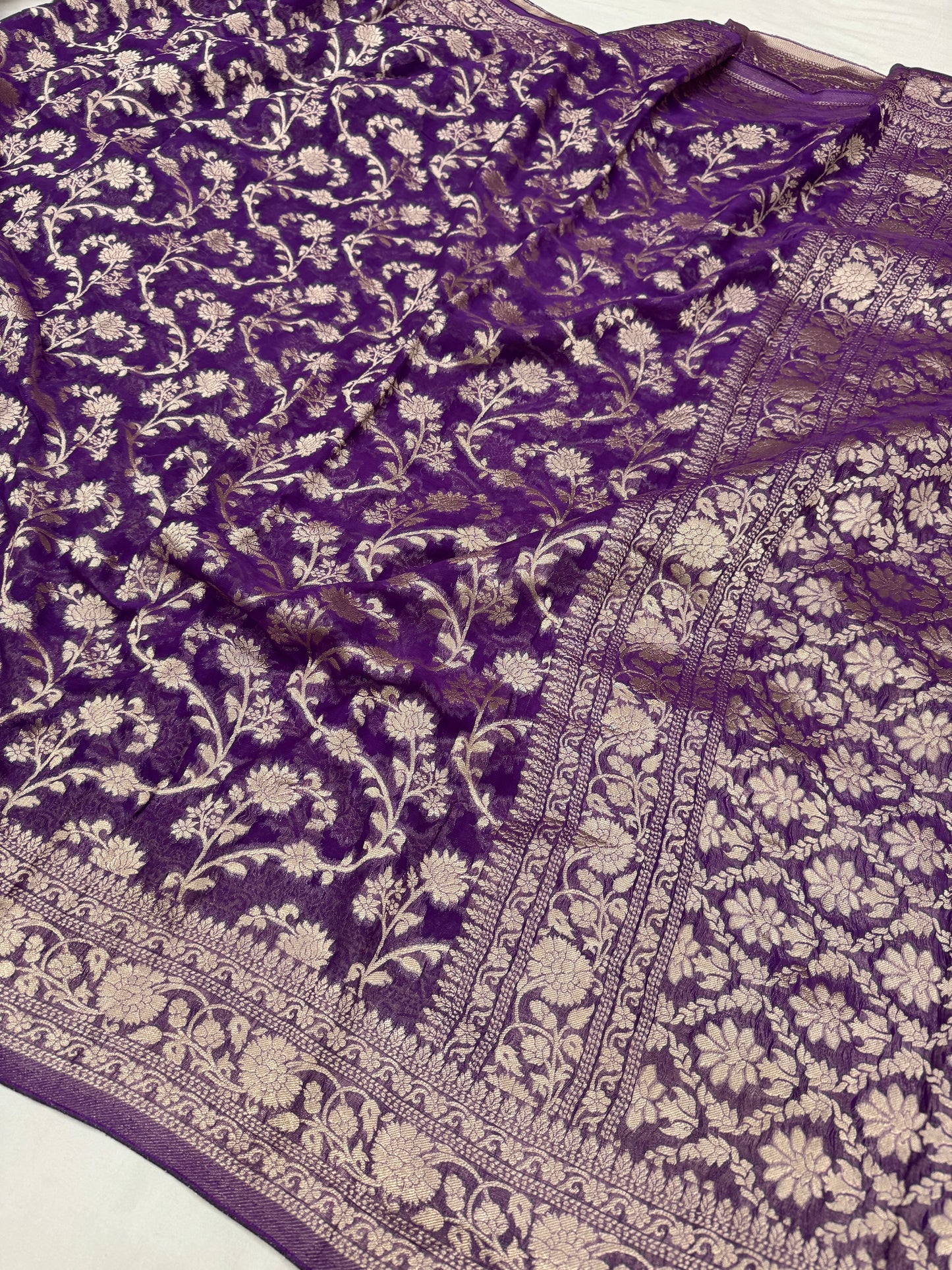 Purple Banarasi Viscose Khaddi Georgette Saree