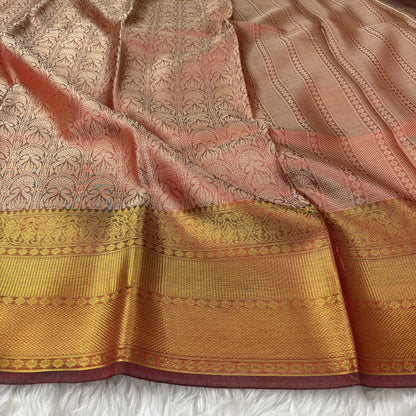 Metallic Maroon Kanjivaram Tissue Silk Saree