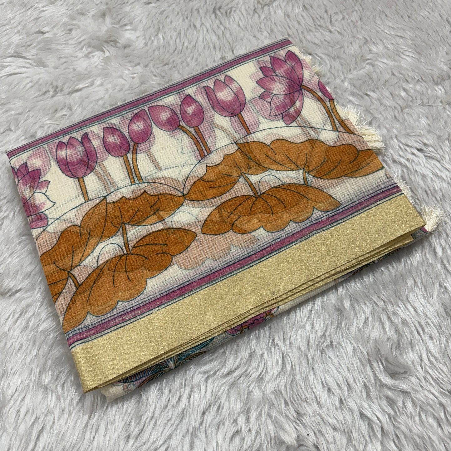 Block Print Cotton Kota Doria Saree