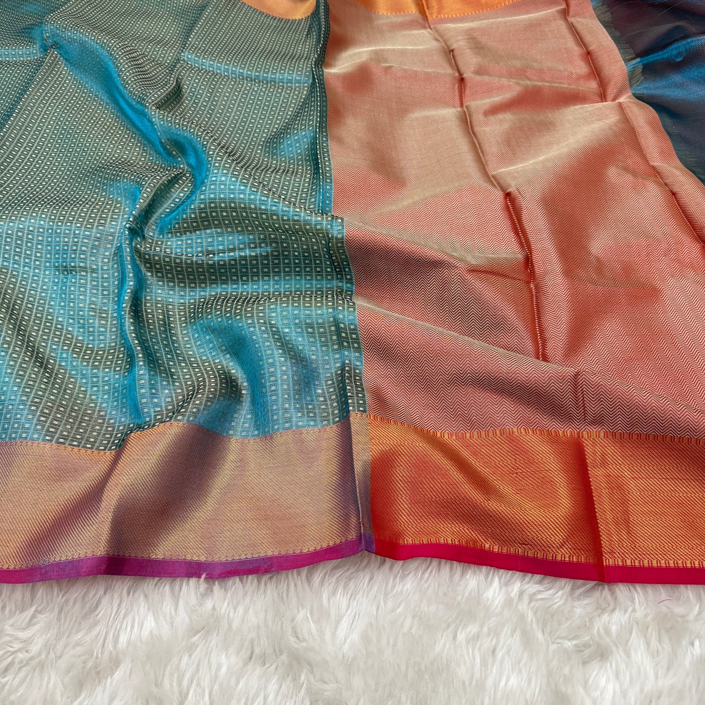 Electric Blue Kanjivaram Tissue Silk Saree
