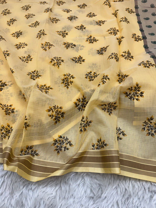 Block Print Cotton Kota Doria Saree