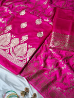 Rani Pink Premium Banarasi Mashru Silk Suit Set