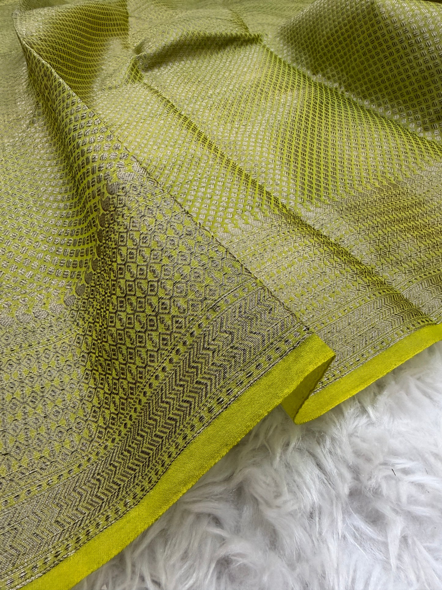 Lime Green Banarasi Georgette Saree