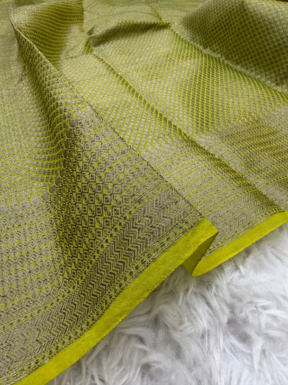 Lime Green Banarasi Georgette Saree