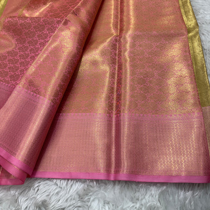 Golden Pink Kanjivaram Tissue Silk Saree