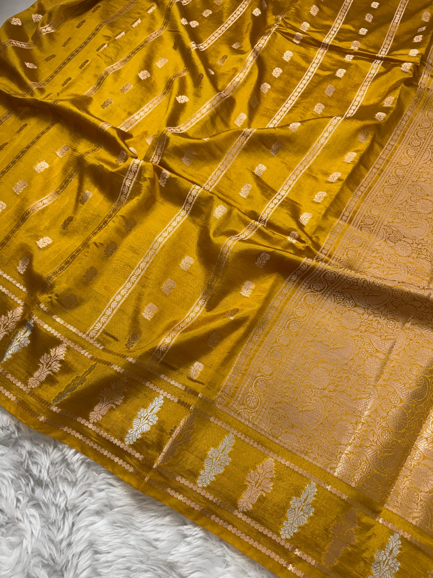 Mustard Yellow Premium Banarasi Mango Silk Saree