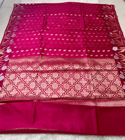 Rani Pink Premium Banarasi Mango Silk Saree