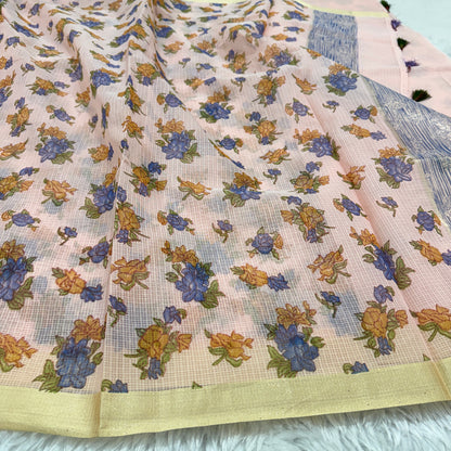 Floral Print Cotton Kota Doria Saree