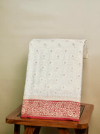Off White to Maroon Banarasi Mashru Silk Saree