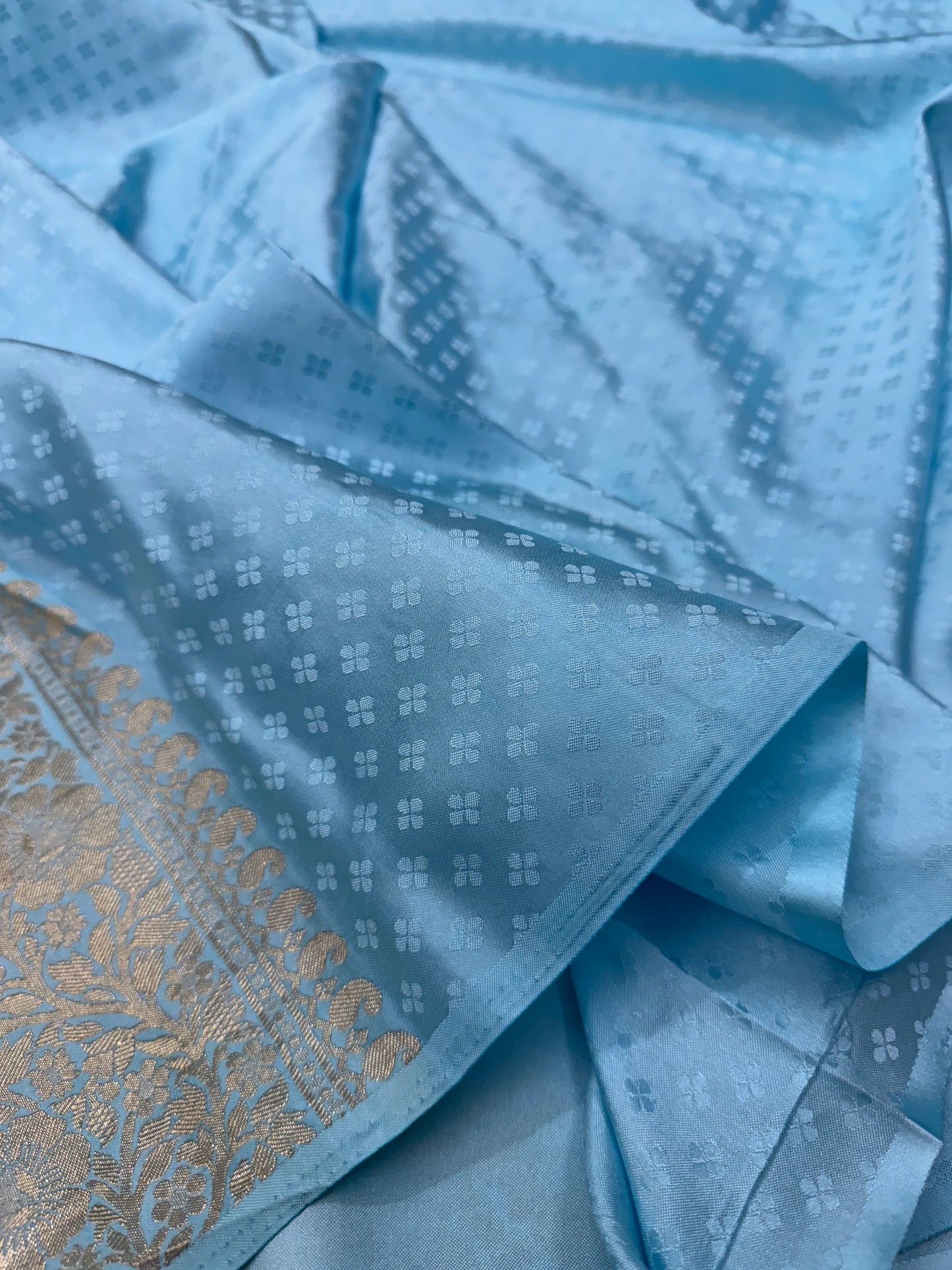 Sky Blue Banarasi Mashru Silk Saree