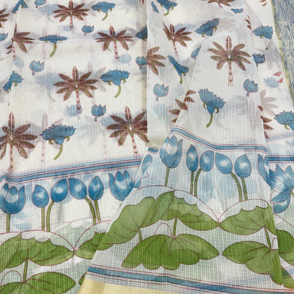 Block Print Cotton Kota Doria Saree