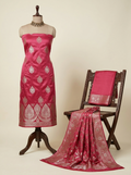 Peachish Pink Premium Banarasi Mashru Silk Suit Set