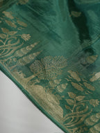 Emerald Green Banarasi Organza Crepe Silk Saree