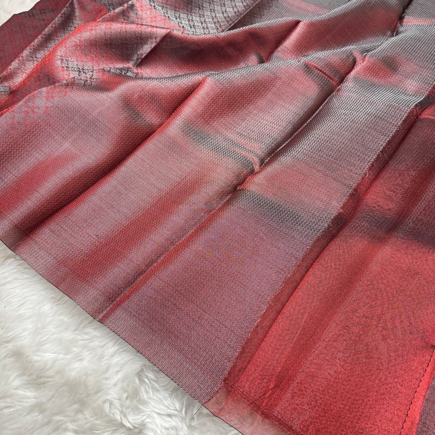 Metallic Maroon Kanjivaram Tissue Silk Saree