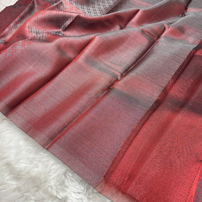 Metallic Maroon Kanjivaram Tissue Silk Saree