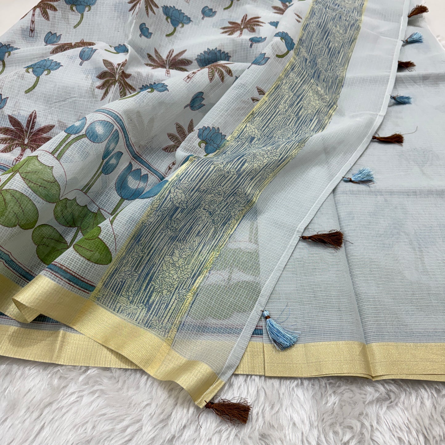 Block Print Cotton Kota Doria Saree