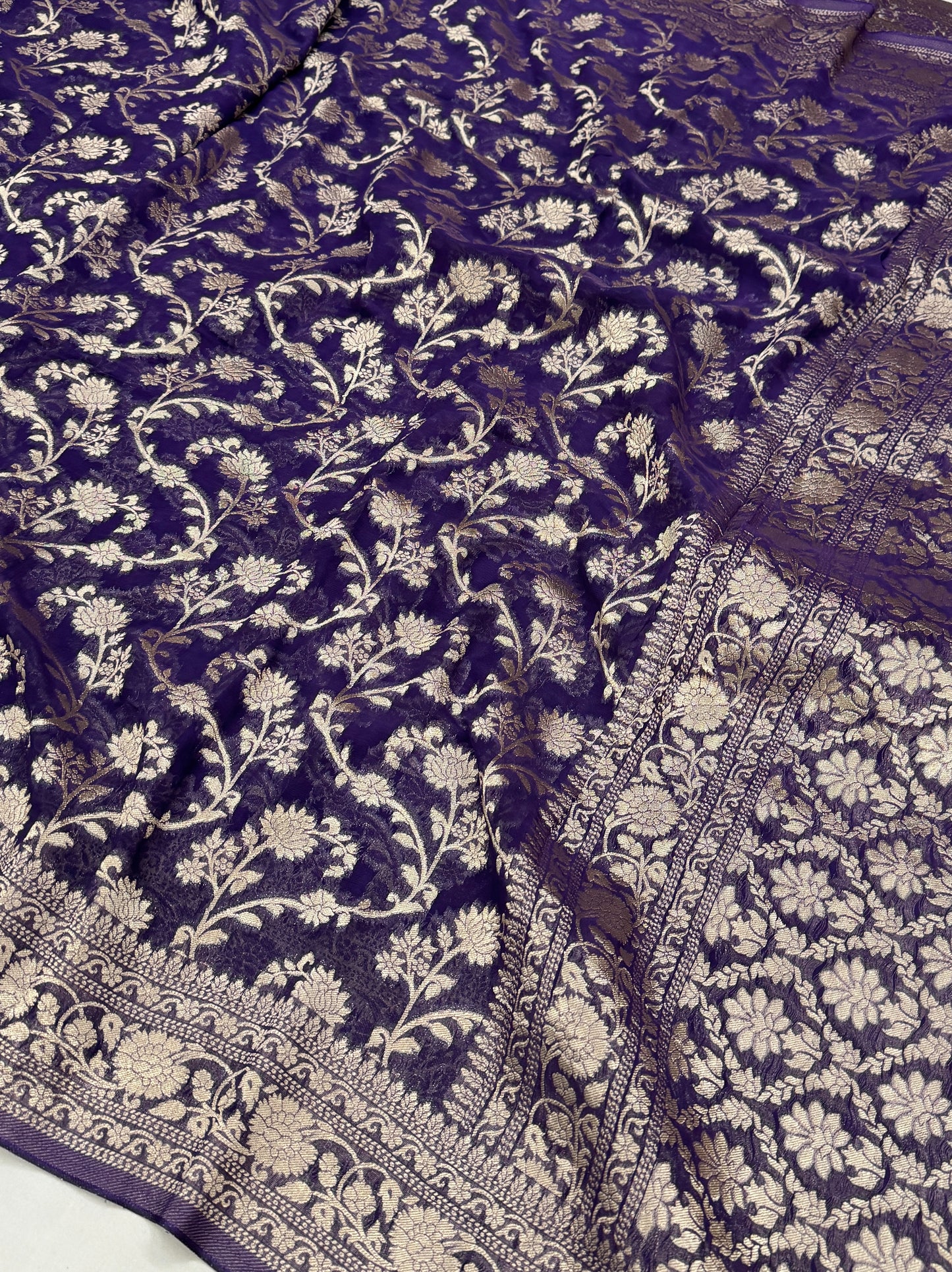 Deep Purple Banarasi Viscose Khaddi Georgette Saree