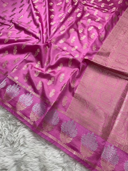Pink Premium Banarasi Mango Silk Saree