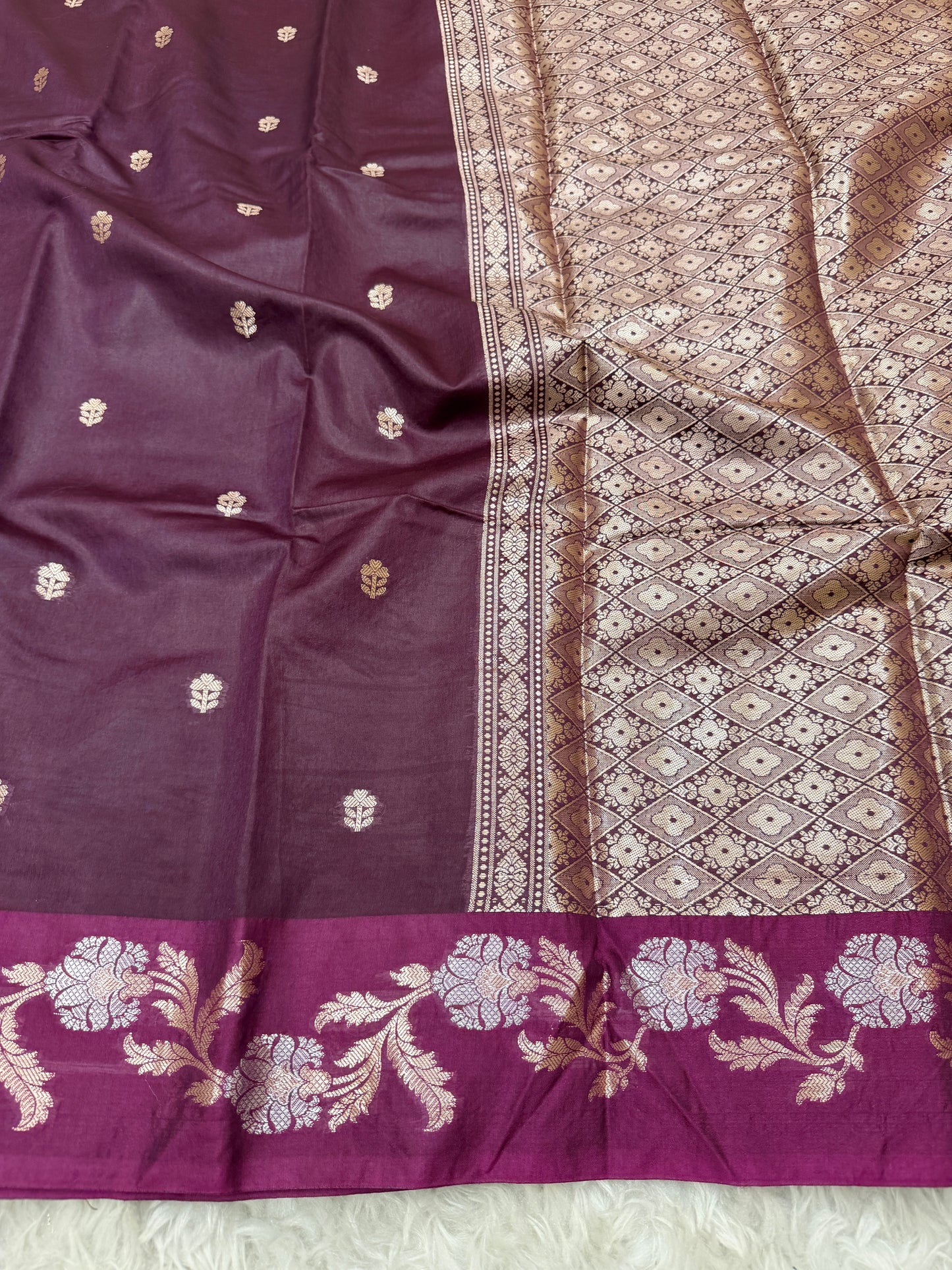 Wine Banarasi Mango Silk Saree