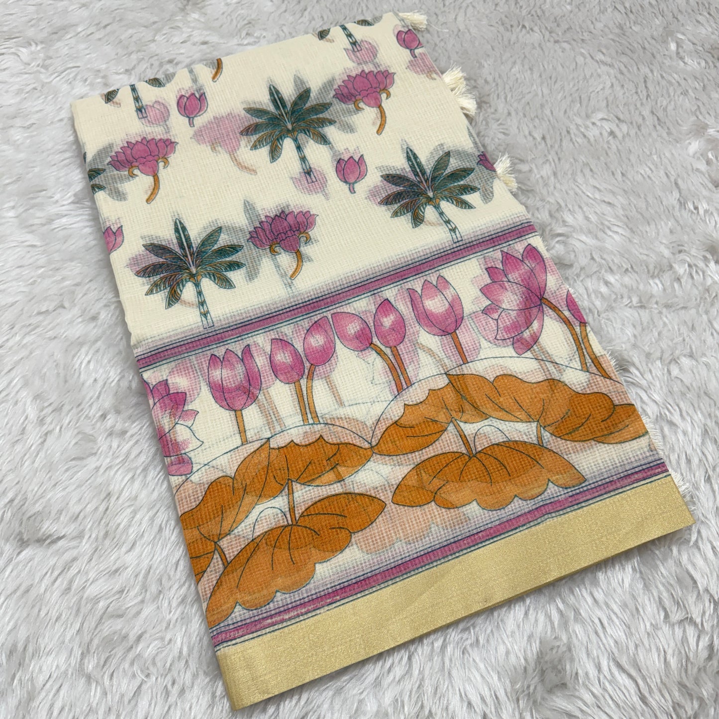 Block Print Cotton Kota Doria Saree