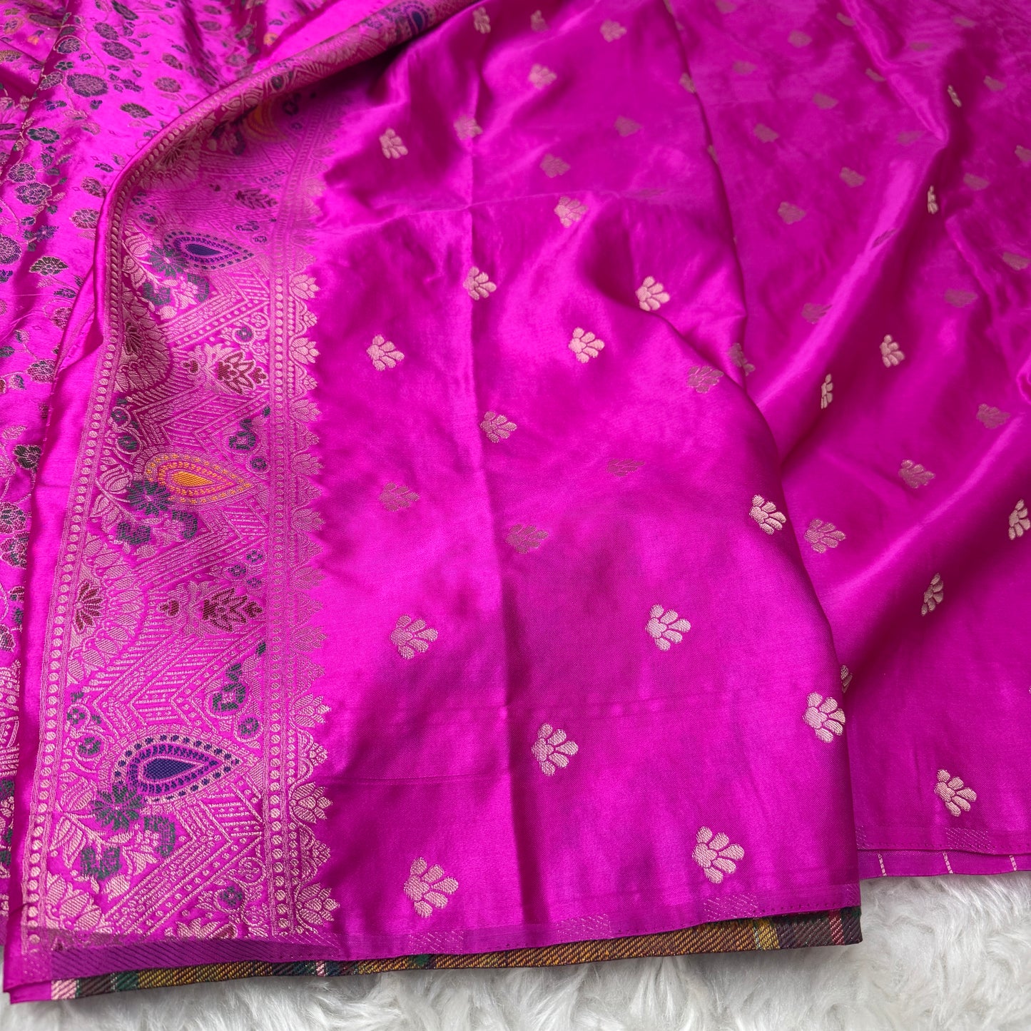 Rani Pink Banarasi Meenakari Mashru Silk Saree - BN58