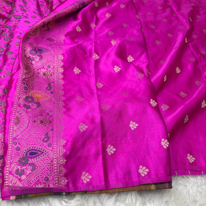 Rani Pink Banarasi Meenakari Mashru Silk Saree - BN58