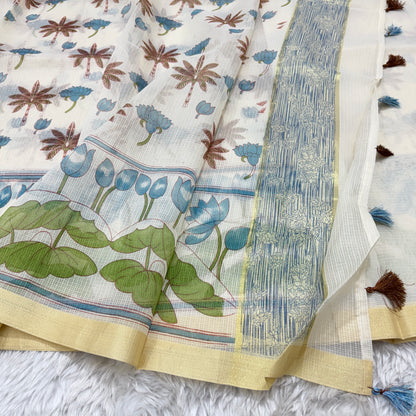 Block Print Cotton Kota Doria Saree