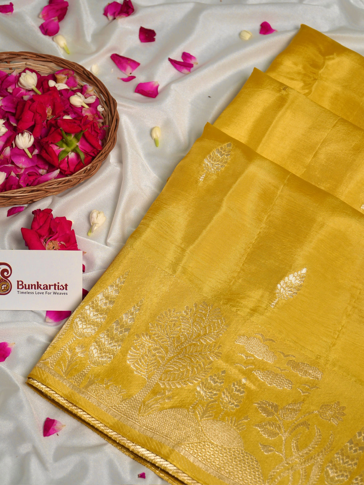 Haldi Yellow Banarasi Organza Crepe Silk Saree
