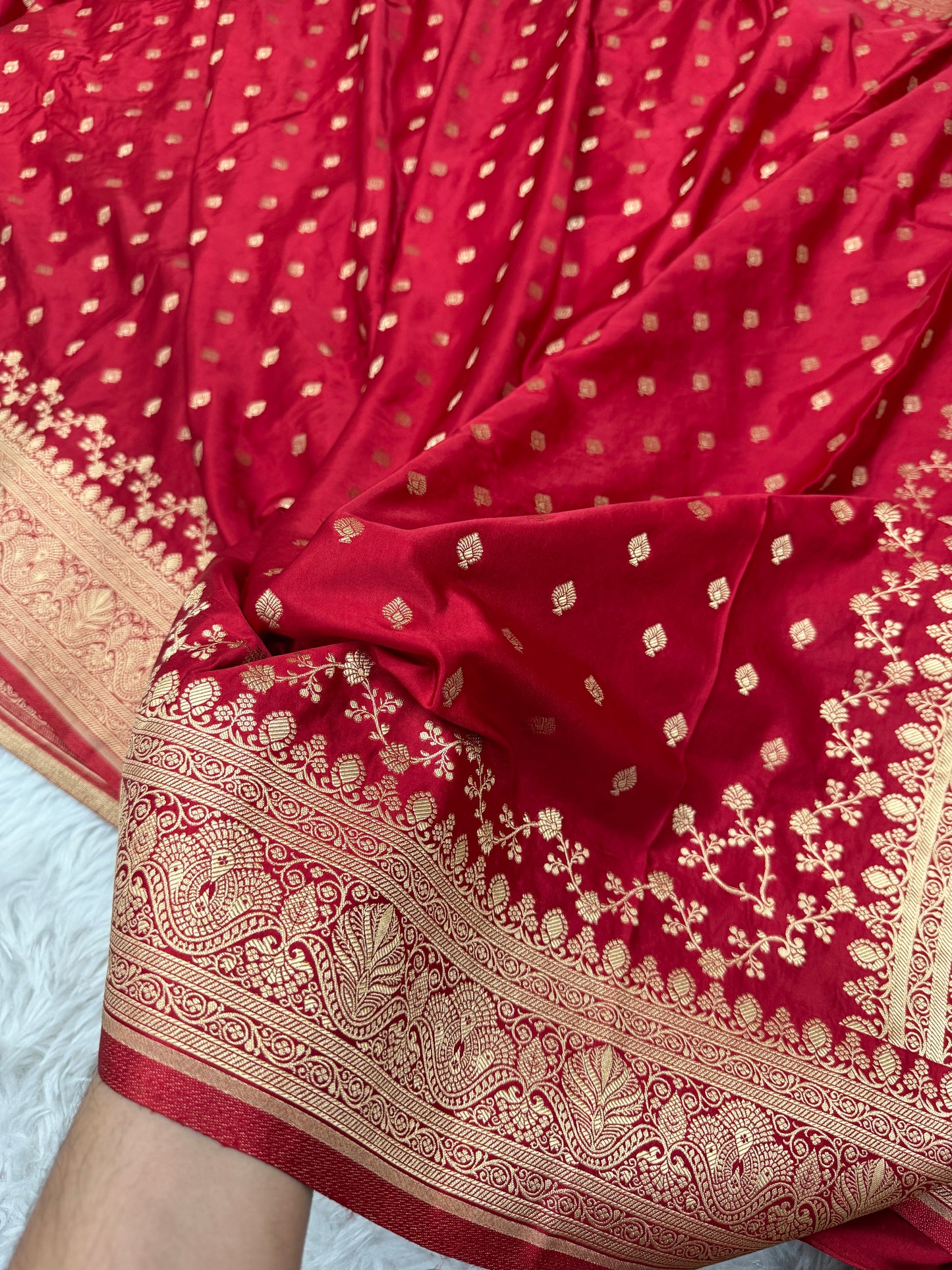 Bridal Red Banarasi Mashru Silk Saree