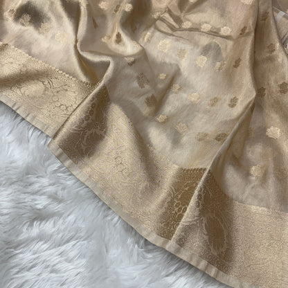 Champagne Gold Banarasi Tissue Silk Saree - BN46