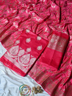 Peachish Pink Premium Banarasi Mashru Silk Suit Set