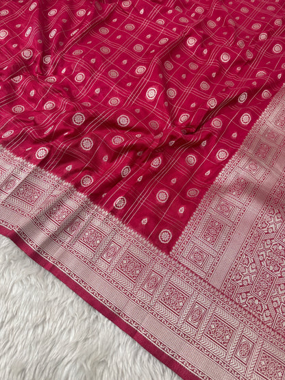 Deep Rani Pink Banarasi Crepe Georgette Saree