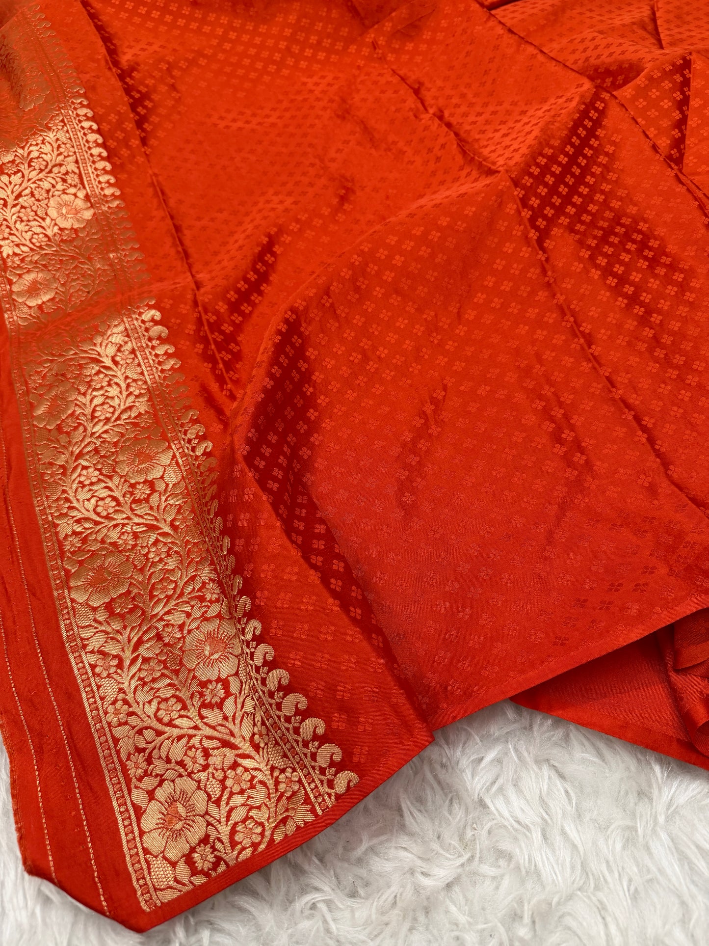 Burnt Orange Banarasi Mashru Silk Saree