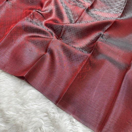 Metallic Maroon Kanjivaram Tissue Silk Saree