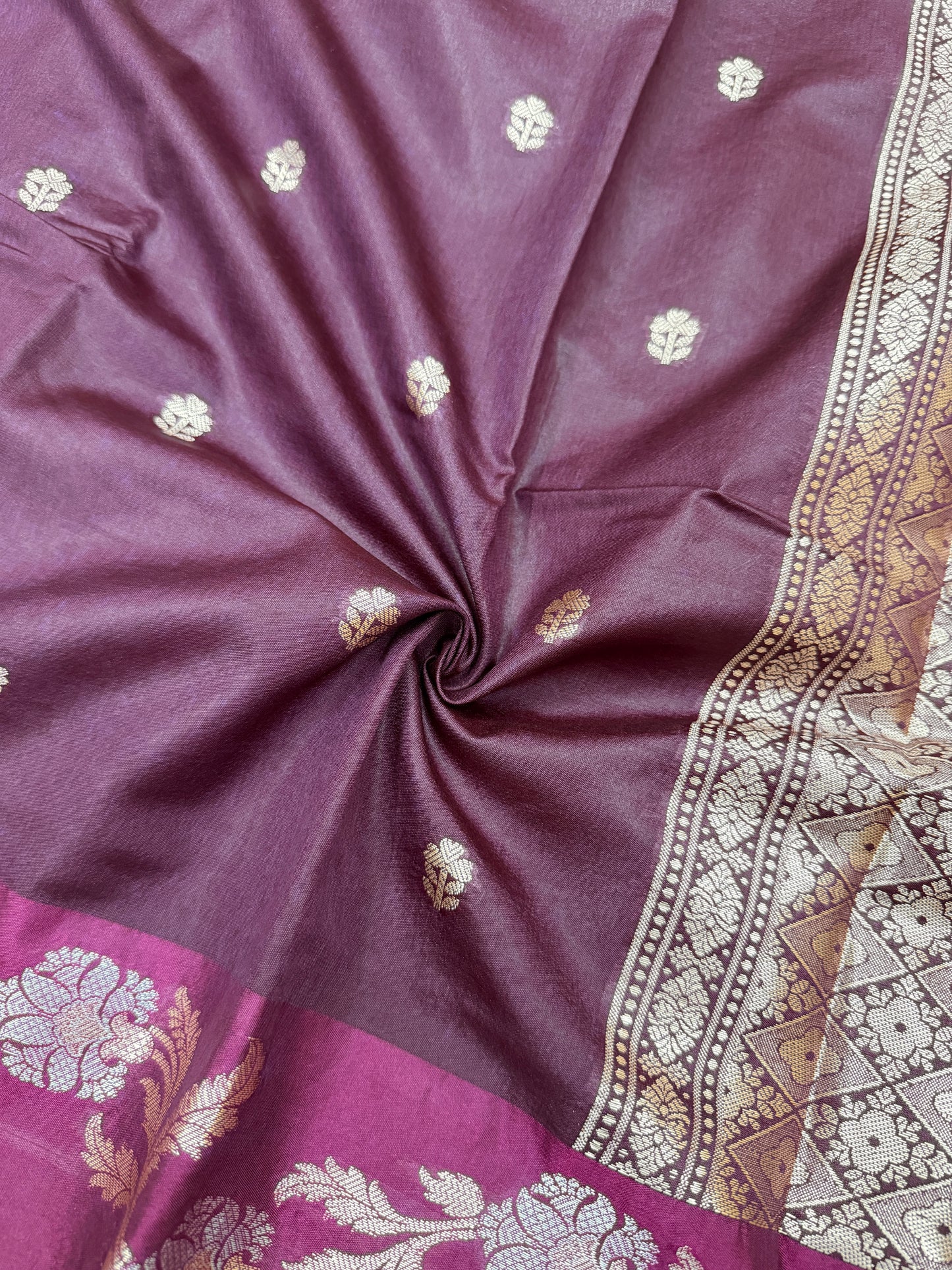 Wine Banarasi Mango Silk Saree