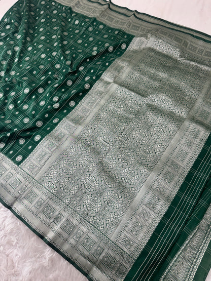 Bottle Green Banarasi Crepe Georgette Saree