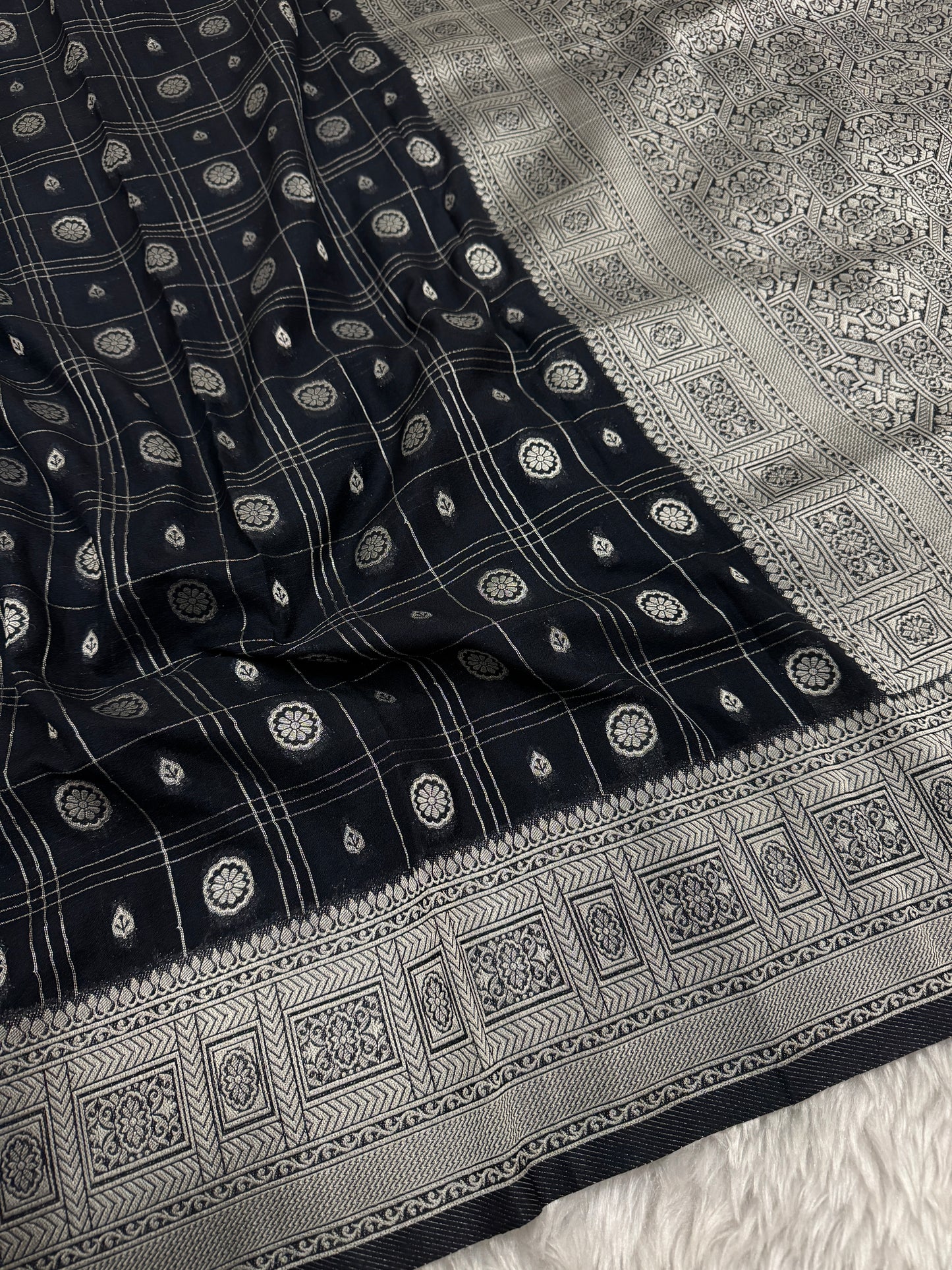 Black Banarasi Crepe Georgette Saree