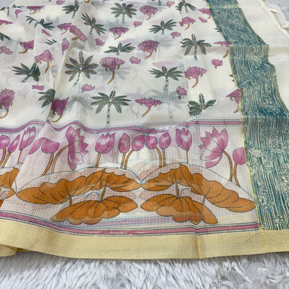 Block Print Cotton Kota Doria Saree