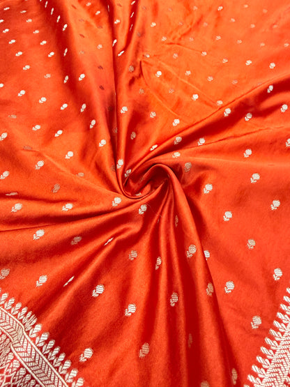 Burnt Orange Banarasi Mashru Silk Saree