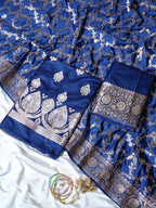 Navy Blue Premium Banarasi Mashru Silk Suit Set