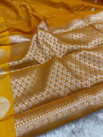 Mustard Yellow Banarasi Mango Silk Saree