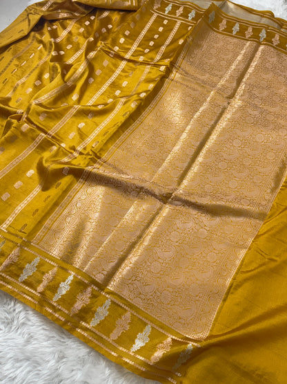 Mustard Yellow Premium Banarasi Mango Silk Saree