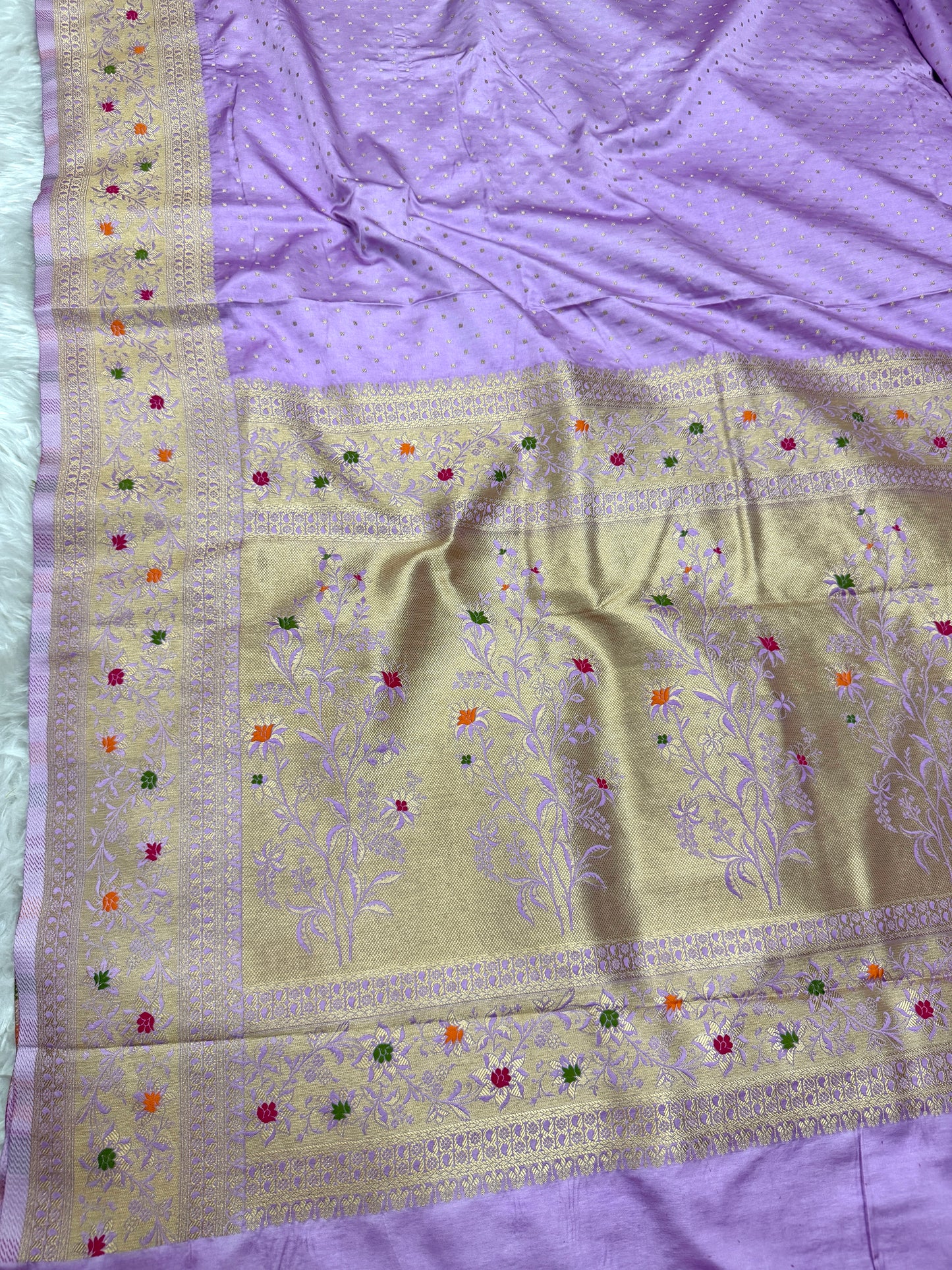 Lavender Banarasi Mashru Silk Saree