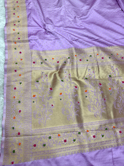 Lavender Banarasi Mashru Silk Saree