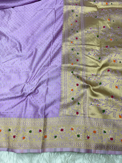 Lavender Banarasi Mashru Silk Saree