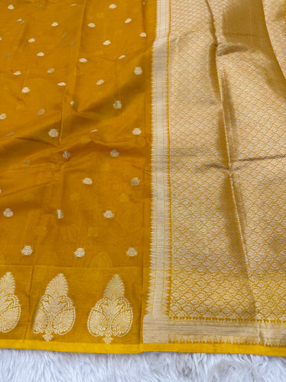 Mustard Yellow Banarasi Georgette Saree