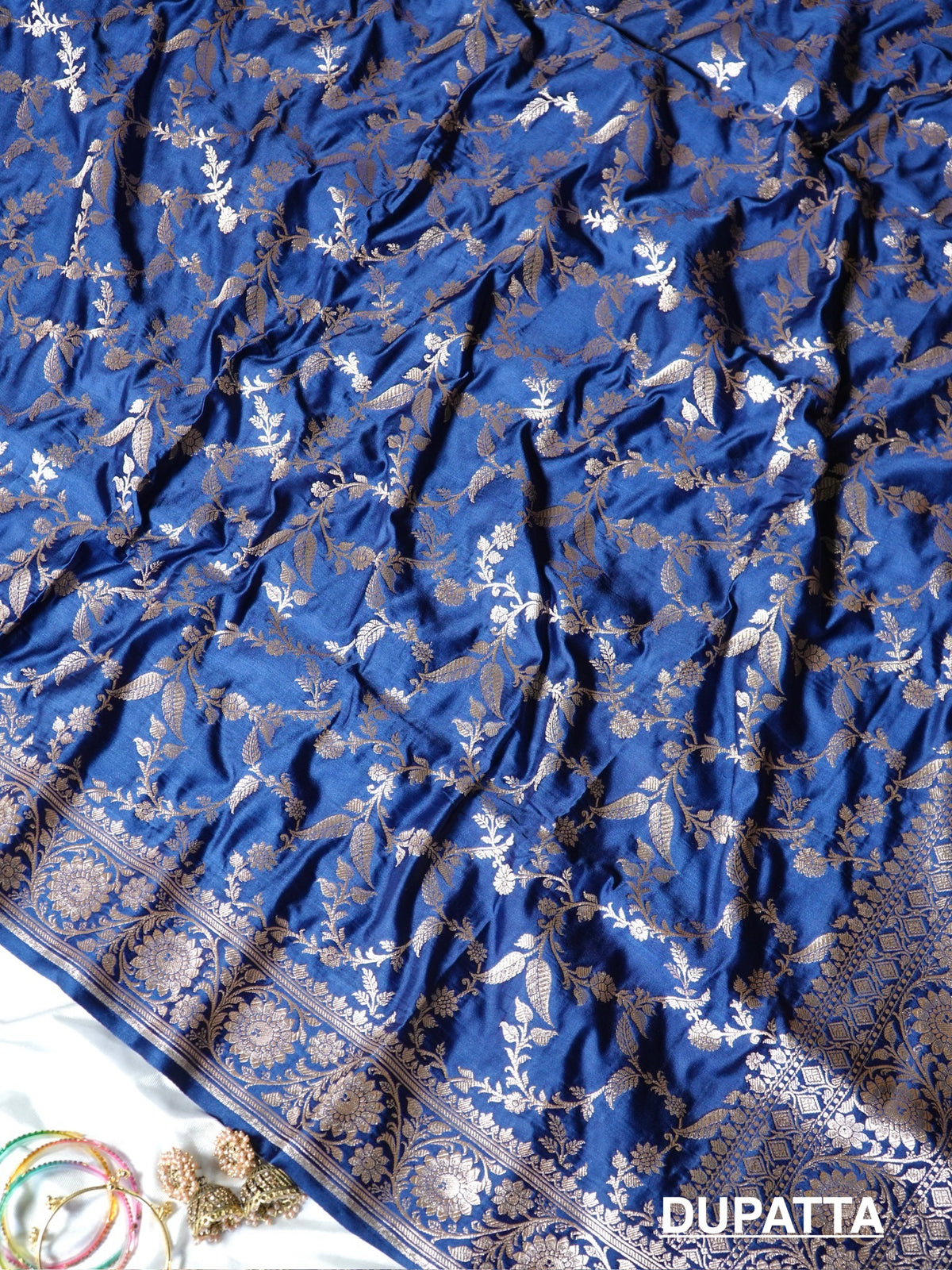 Navy Blue Premium Banarasi Mashru Silk Suit Set