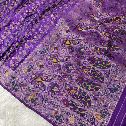 Royal Purple Banarasi Meenakari Mashru Silk Saree - BN60