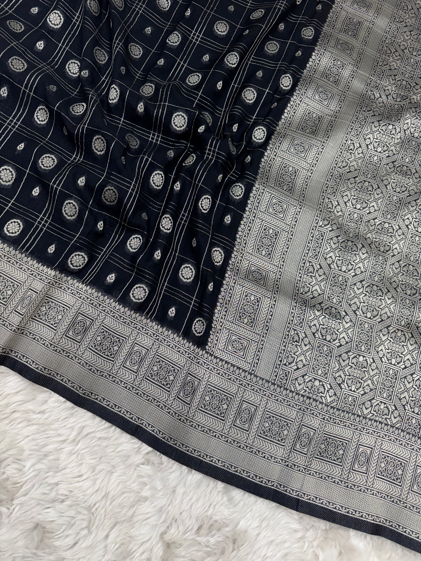 Black Banarasi Crepe Georgette Saree